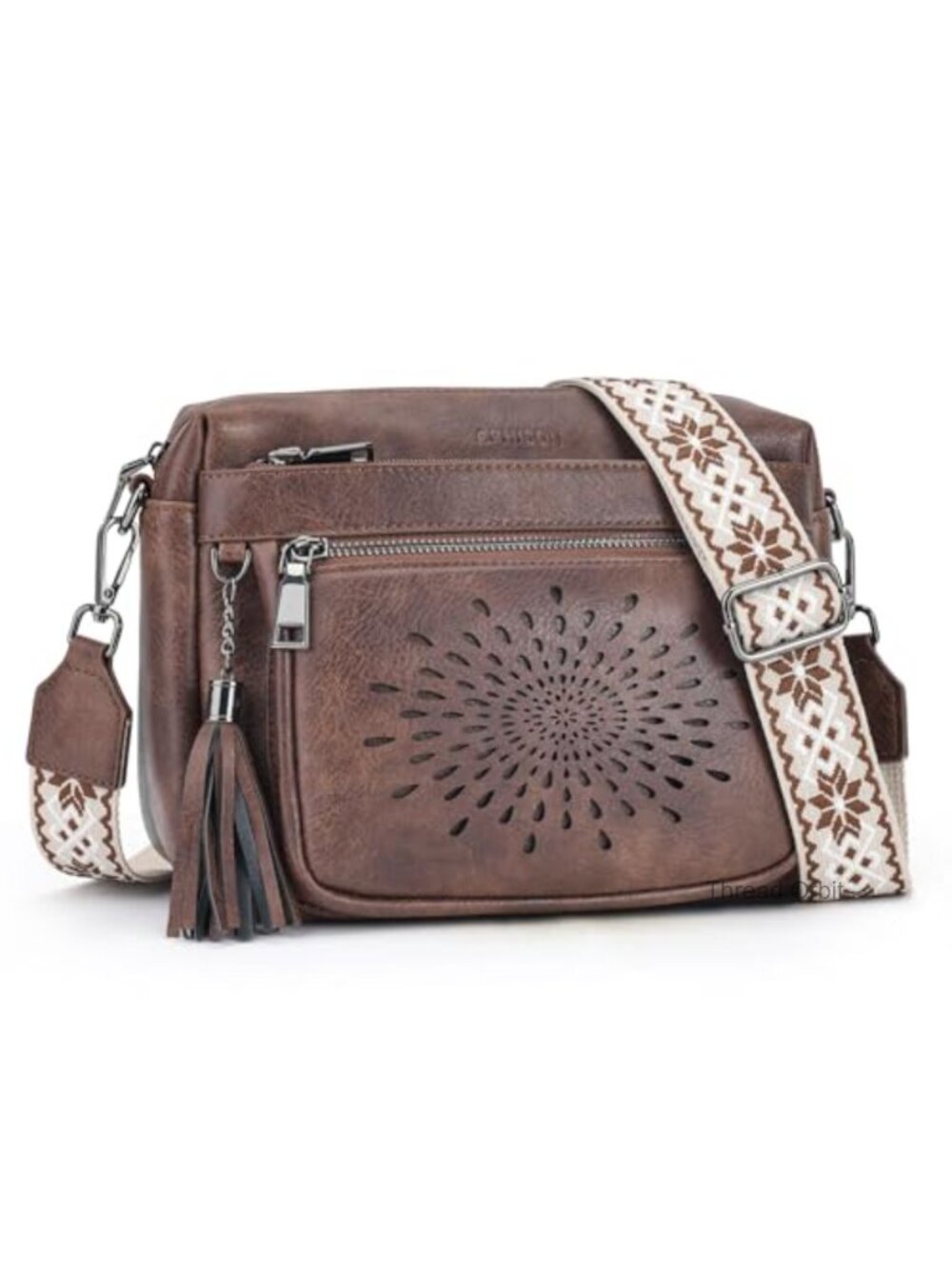 Small Faux Leather Crossbody Bag Sunflower Quilted Adjustable Guitar Strap